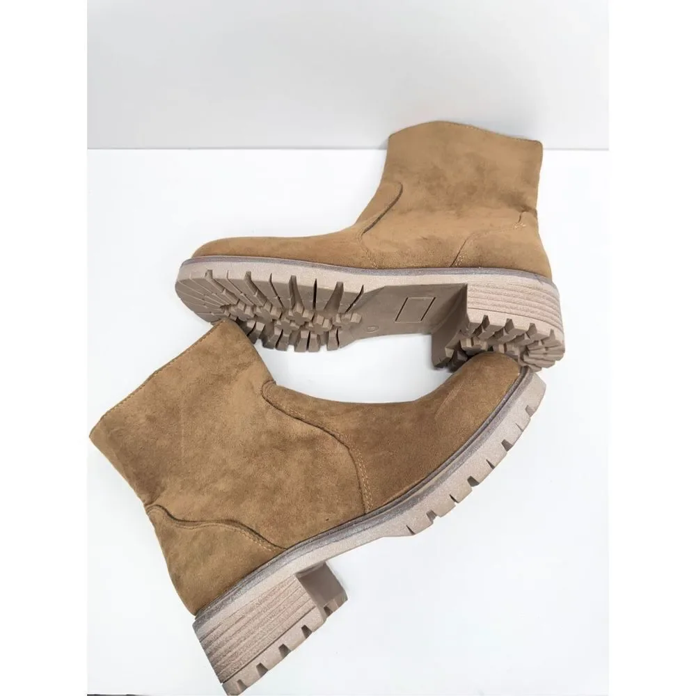 Seven7 Booties Womens Size 6 Tan Bestie‎ Zip Up Block Heel Round Toe Boots